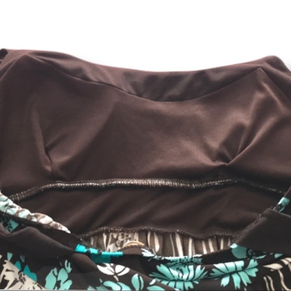 Speechless Floral Shelf Bra Tank Top Flowing Hem Small Teal Brown And White - Picture 4 of 5